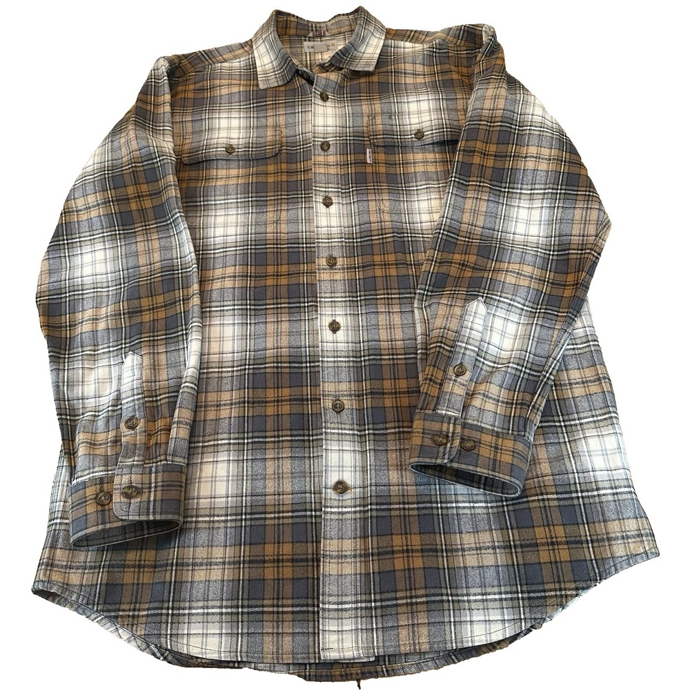 Carhartt Mens Original‎ Fit Long Sleeve Heavy Flannel Shirt Size L Tall